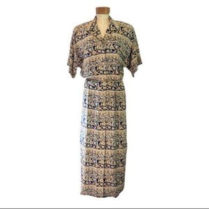 Maggy London Vintage 80s Silk Button Front Dress